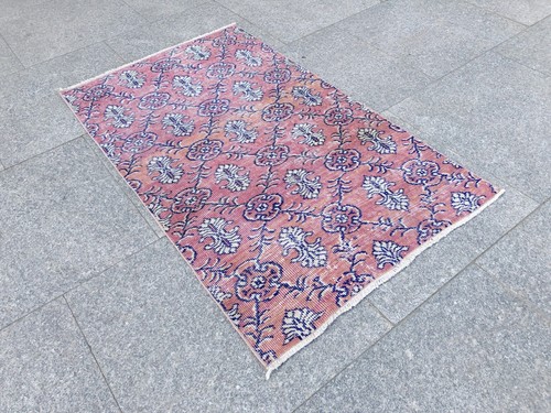 DISTRESSED BOHEMIAN ANTIQUE VINTAGE OUSHAK WOOL HAND-KNOTTED TURKISH AREA RUG - Picture 4 of 10