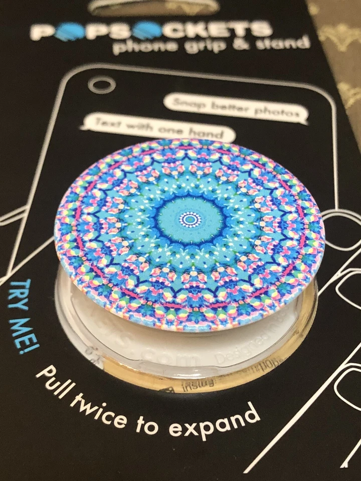 Держатель/рукоятка/стойка для телефона PopSockets — арабский узор голубой и розовый - Изображение 4 из 4