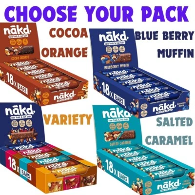 Nakd Fruit & Nut Bar Variety Pack Vegan Healthy Snack Gluten Free 35g x 18 Bars