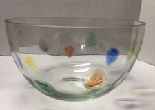 DANSK Romanian Multi Color Leaves Crystal Bowl