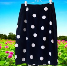 Liz Claiborne Vintage 80's Skirt Black  White Polka Dot Lined Womens 12