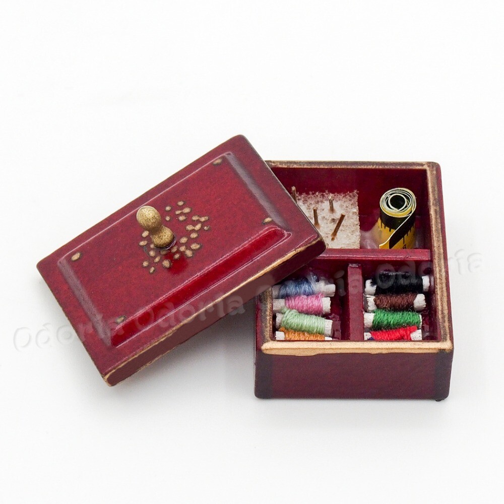 112 Miniature Vintage Antique Sewing Box Kit Dollhouse Decor DIY