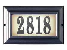 Large lighted address sign in Pewter with Black Vinyl Numbers