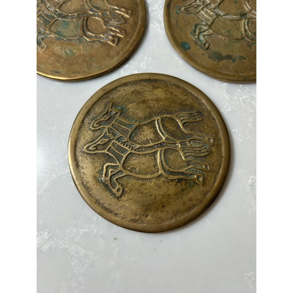 4 Raro Dinastía Joseon 2 Caballos Garantías Oficiales Bronce Metal Set Corea Antiguo Foto 3 de 4