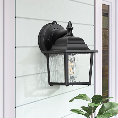 DEWENWILS 2 Pack Dusk to Dawn Outdoor Wall Sconce Clear Water Ripple Glass
