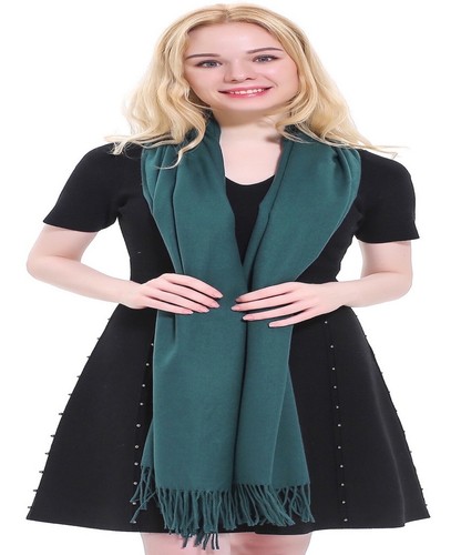 Teal Green Thick Solid Color Design Cotton Blend Shawl Pashmina CJ Apparel *NEW* - Picture 10 of 11
