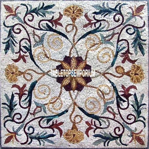 54" Marble Corner Dining Table Top Pietra Dura Gemstone Inlay Living Room Decors - Picture 3 of 9