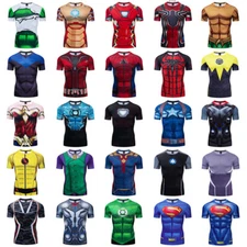 Men's T-shirts Superhero Compression Tee Gym Active Wear Fitness Tights Tops