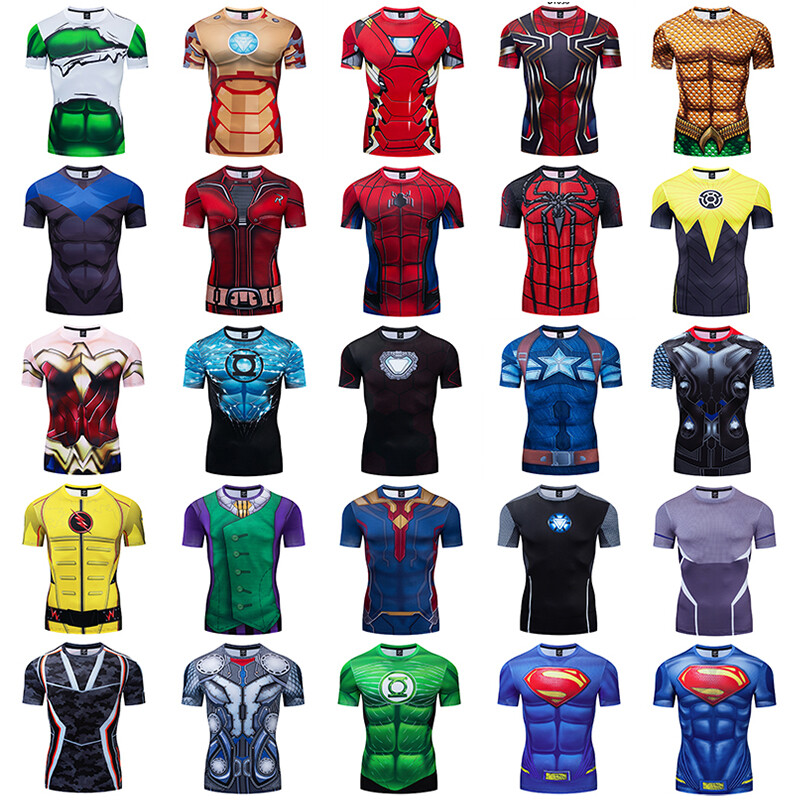 Para hombre Camisetas Superhéroe Compresión Camiseta Gimnasio Ropa Activa Fitness Calzas Prendas para el torso