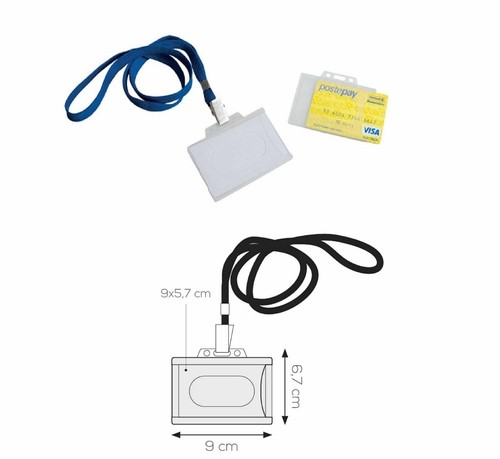2 PZ Portabadge Riconoscimento Elettronico laccio collo e clip Ufficio Azienda