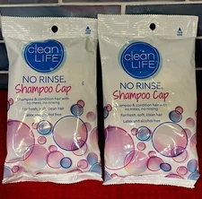 Lot Of 2 CleanLife No Rinse Shampoo Caps Shampoo Conditioner Latex Alcohol Free