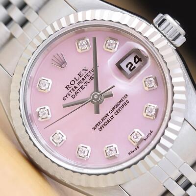 ROLEX LADIES DATEJUST 79174 PINK MOTHER OF PEARL DIAMOND DIAL 18K