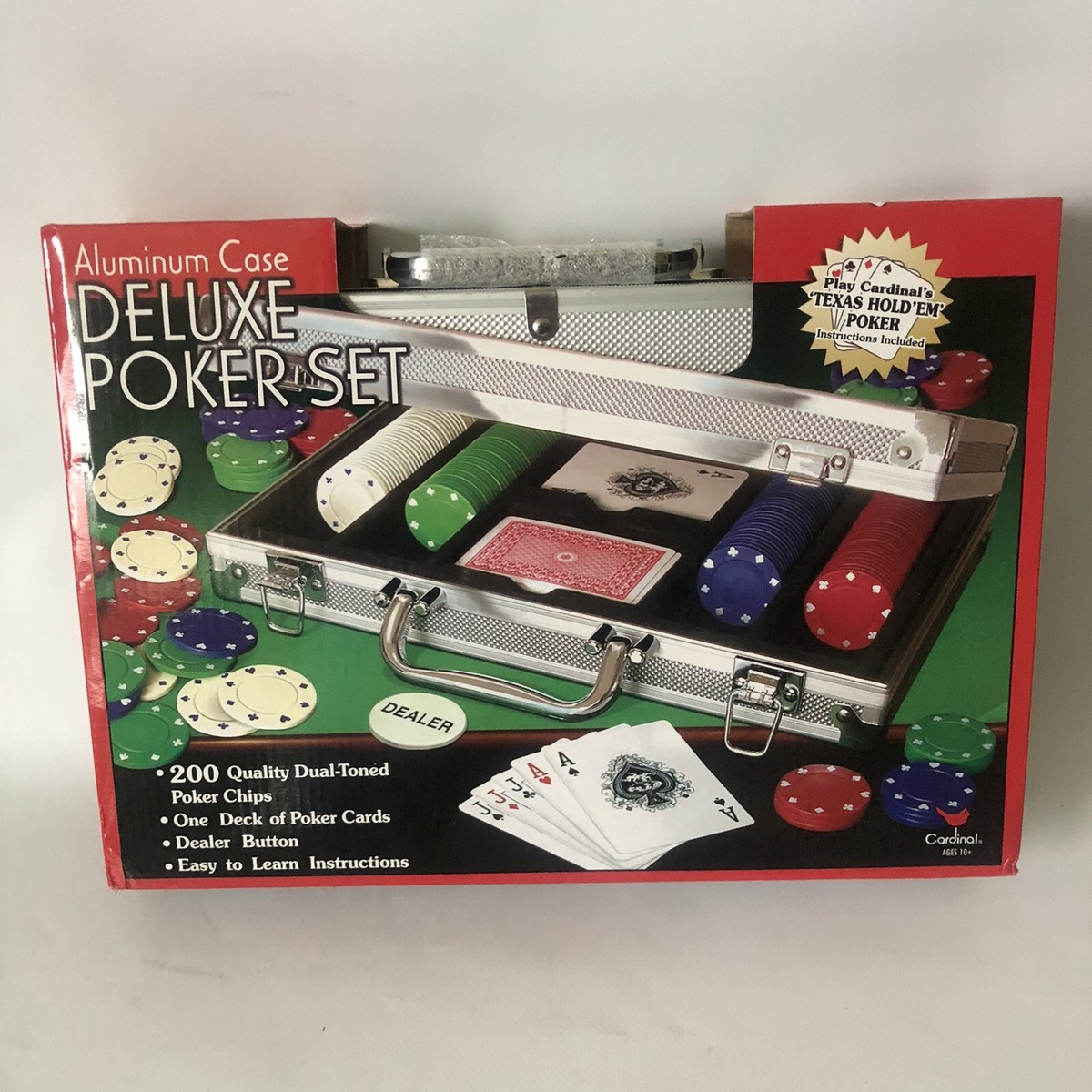 DELUXE POKER SET ALUMINUM CASE 200 DUAL TONED POKER CHIPS