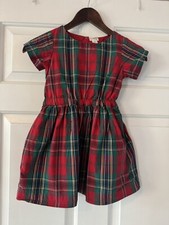 Girls Crewcuts J Crew Plaid Tartan Dress White Red Green Plaid 5