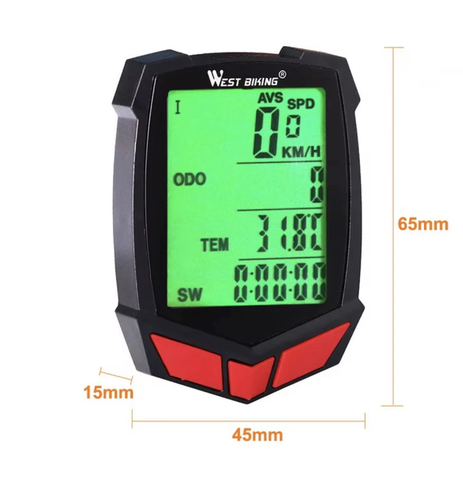 Kabelloser Fahrradcomputer West Biking LCD Tacho Kilometerzähler Radfahren - Bild 2 von 4