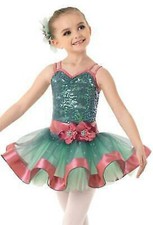 Dance Costume Weissman 10426 Intermediate Child Green Pink Ballet Dress Up Tutu