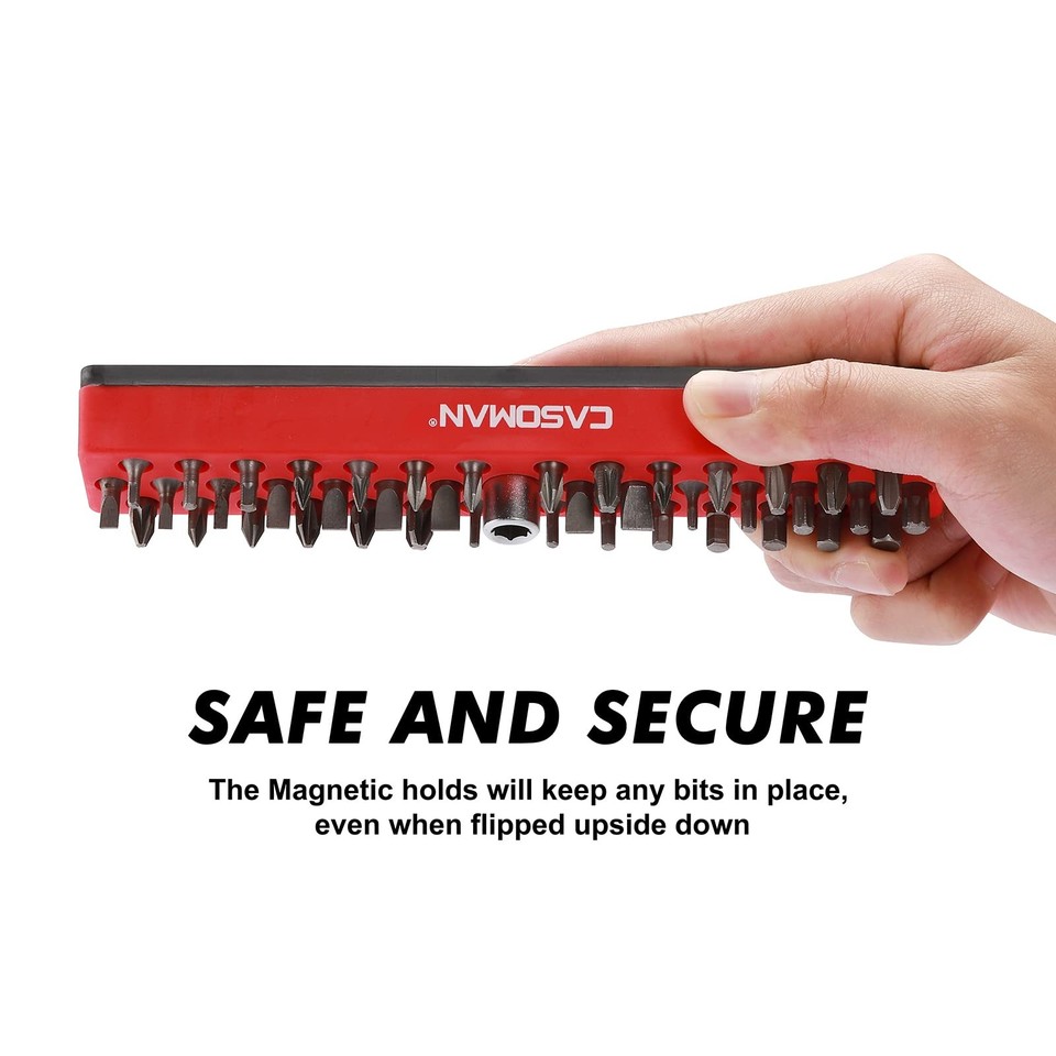 Curiook 4" Hex Bit Holder & Magnetic Tray – 36-Bit Organizer With Strong Double Magnet, Portable