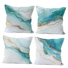 Pillow Covers 18x18 inch Set of 4 Ocean Teal Gold 18" x 18" Pack of 4 Marble