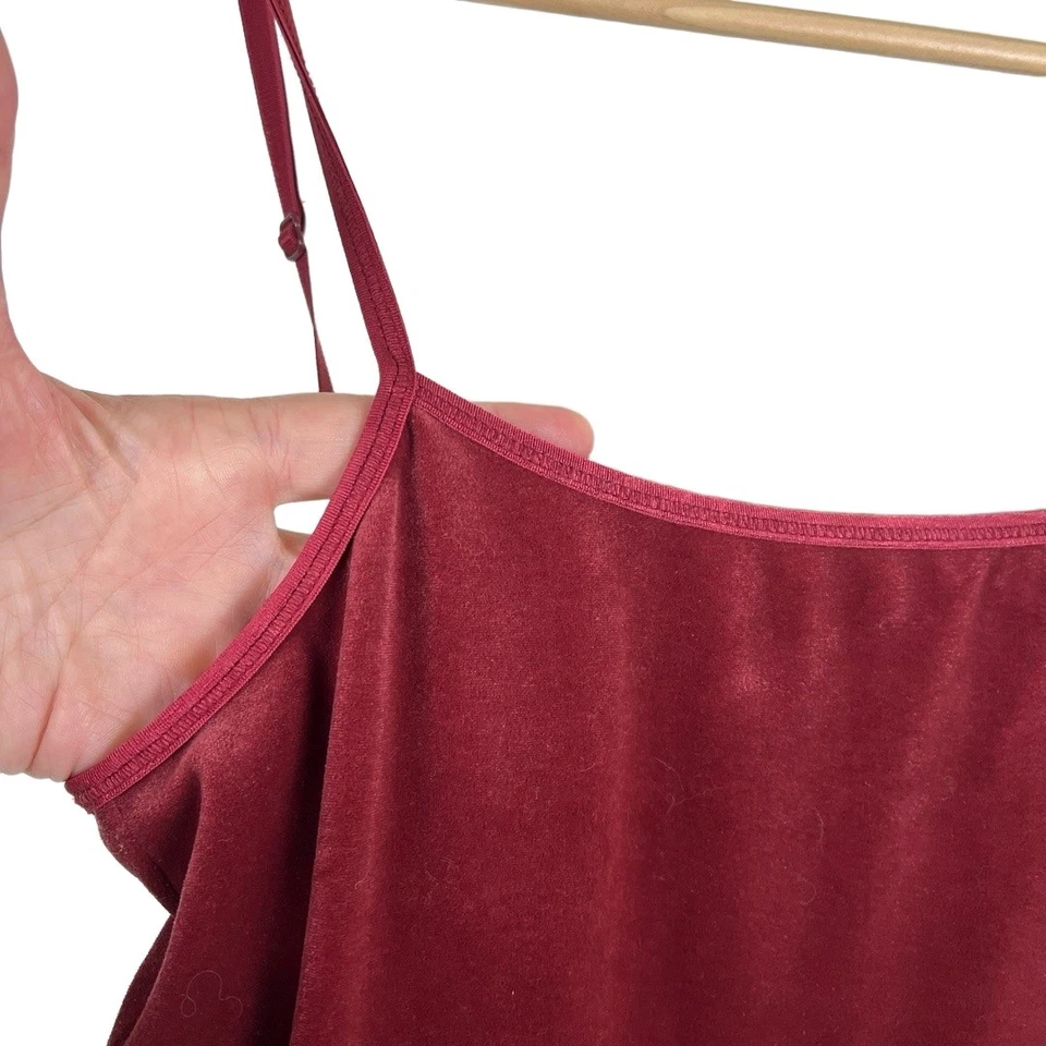 Camiseta sin mangas J. Jill talla S borgoña terciopelo cami correas ajustables capas Y2K Foto 4 de 4