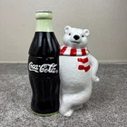 1998 Coca Cola Polar Bear Hugging Coke Bottle Ceramic Cookie Jar Vintage Cute!