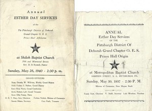 1937-40 African American Fraternal~Prince Hall~2 Esther Day Programs~Pittsburgh