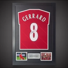 Framed Steven Gerrard Modern Hand Signed Liverpool Shirt With COA £185