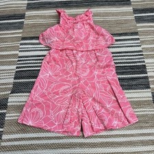 Janie and Jack Pink Floral Tropical Print Sleeveless Jumpsuit Lined Size 12-18M