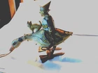 Vintage Antique 1920's MARX Old Mother Goose Wind-Up Tin Litho Toy (Witch & Cat)