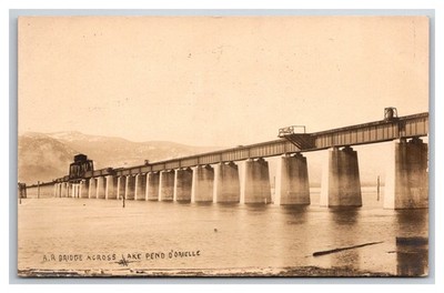 RPPC Northern Pacific Bridge Pend D' Oreille Sandpoint, Idaho ~ Colburn PM