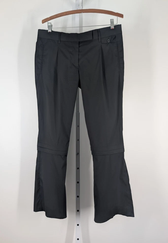 Pantalón Prada 2008 Miucci Acampanado Deconstruido Italia 42 Negro Cintura Baja 33" Foto 2 de 4