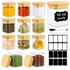 12 Pack 4 oz Square Glass Spice Jars with Lids and Labels Airtight Small