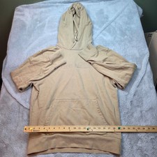 American Eagle Hoodie Mens Medium Tan Khaki Embroidered Box Logo Pullover Cotton
