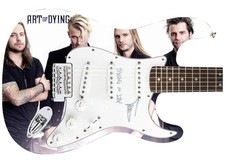 Art of Dying Cale Gontier Autographed 1/1 Custom Graphics Photo Guitar