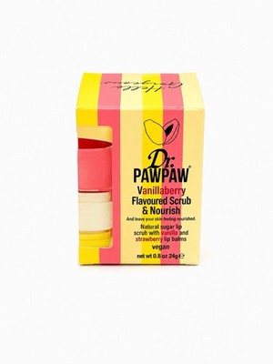 Dr. Pawpaw Rosy Tinted Scrub & Nourish Lip Scrub Red & Pink Balms 0.84 Oz 