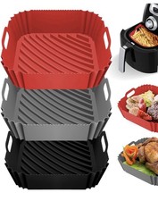 Air Fryer Silicone Liners, 3pcs, 8-inch, Food-Grade, Reusable