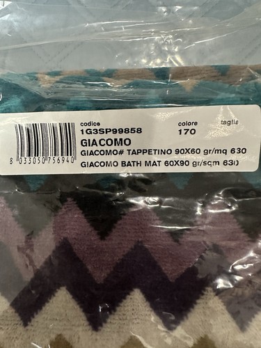 MISSONI BATH MAT/FLOOR GIACOMO MULTI COLOR ZIG ZAG 25"x35 BNWT - Picture 2 of 10