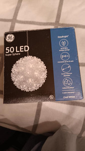 GE .5.5 Hanging Super Sphere White Light Display With 50 Warm Led Lights