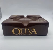 Oliva Family of Cigars Large Ceramic Cigar Ashtray 9”x9” Square EVC Brown Gold