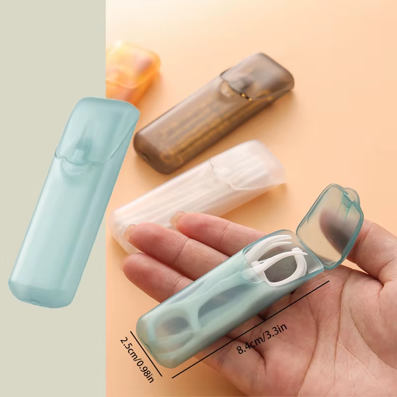 Portable Clear Plastic Toothpick Case Holder Travel Kitchen Use