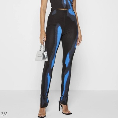 Maniere De Voir Body Print Leggings 6 Black Blue Illusion Heat Map High Waisted