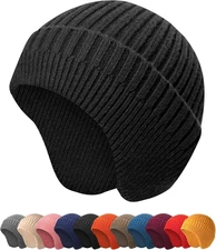 Knitted Beanie Hats Winter Hats Ear Covers for Men Women Kids Warm Slouchy