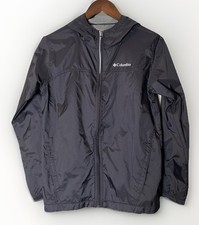 Columbia Jacket Youth XL Black Hooded Windbreaker Rain Full Zip Lightweight NWOT