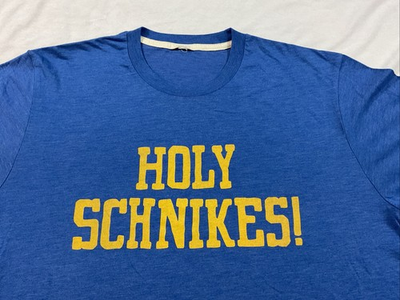 #ad Homage T Shirt HOLY SCHNIKES Tommy Boy Movie Tee Chris Farley Blue XXL 2XL $24.99
