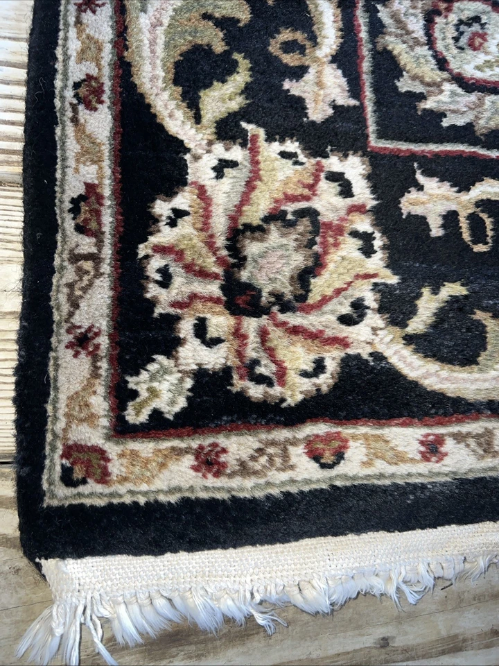 Corredor de pasillo oriental negro anudado a mano 9’ pies 9” de largo X 3 pies de ancho muy bonito Foto 4 de 4