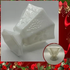 Vintage Anchor Hocking Milk Glass Pedestal Candy Dish - Harvest Grape Pattern