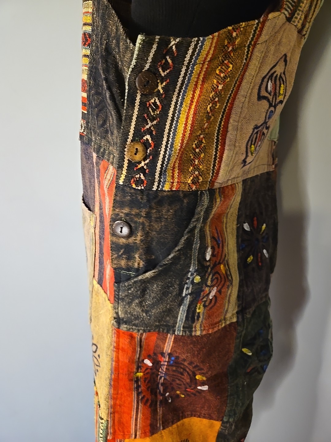 Rising International Hippie Patchwork Overalls Sz… - image 9