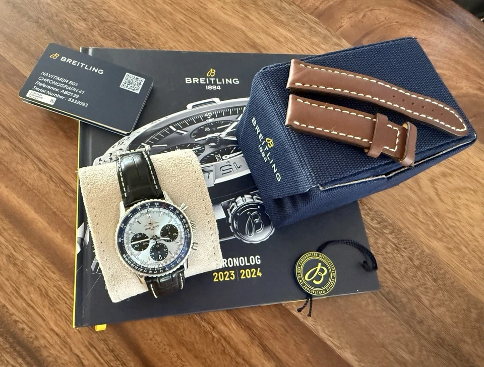 Reloj para hombre Breitling Navitimer B01 cronógrafo 41 mm esfera azul AB0139241C2P1 Foto 2 de 4