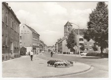AK Eilenburg Rinckartstraße Postamt Kirchturm St. Nikolai Trabant