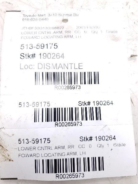 02-06 TOYOTA CAMRY LADO DEL CONDUCTOR BRAZO DE CONTROL INFERIOR TRASERO CONJUNTO BRAZO DE LOCALIZACIÓN  Foto 4 de 4