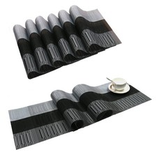 Placemats with Table Runner Set of 7 Woven Vinyl Table Mats and Runner for Dinin